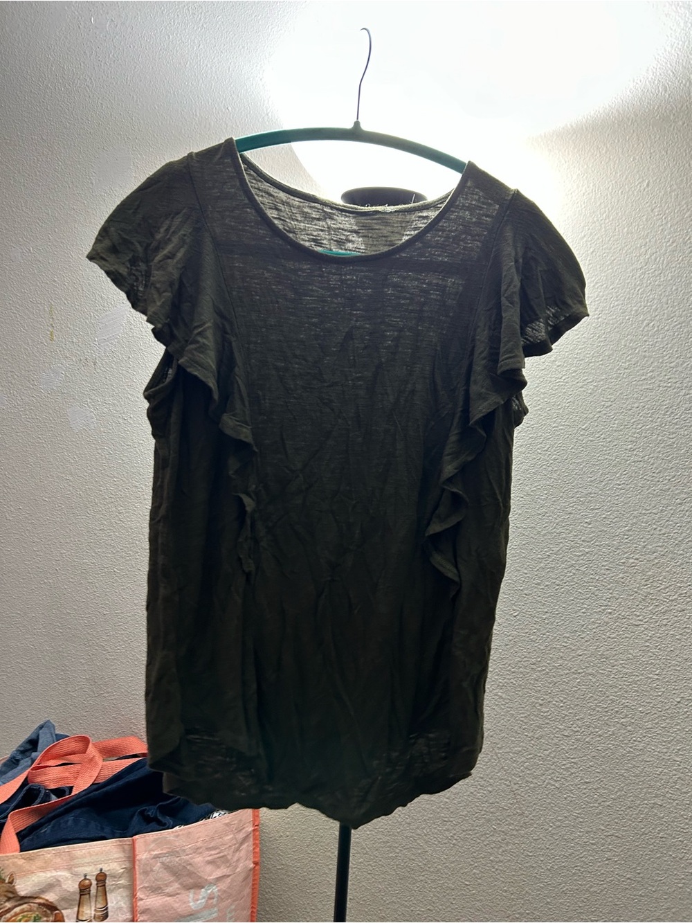Women's Ruffle Sleeve Top - Olive Green
